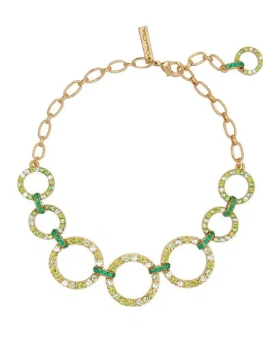 Oscar De La Renta Crystal Chain-link Necklace In Green Multi