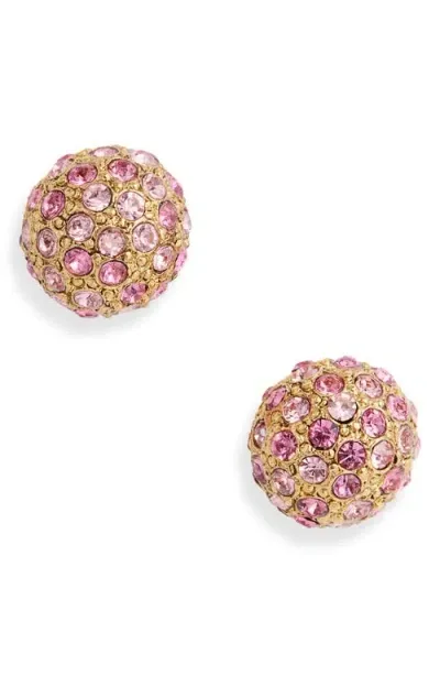 Oscar De La Renta Crystal Pavé Half Sphere Stud Earrings In Rose