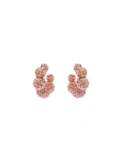 Oscar De La Renta Crystal Sphere Hoop Earrings In Rose