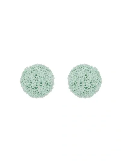 Oscar De La Renta Dandelion Stud Earrings In Green