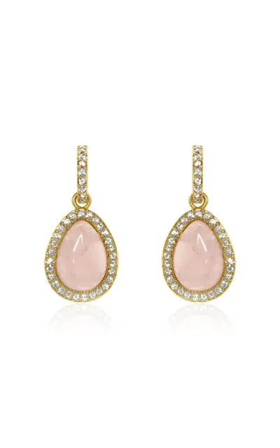 Oscar De La Renta Dangling Rose Quartz And Pearl Earrings In Pink