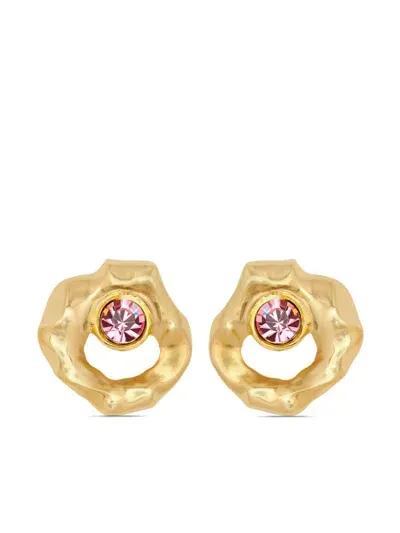 Oscar De La Renta Flower Dop Earrings In Gold