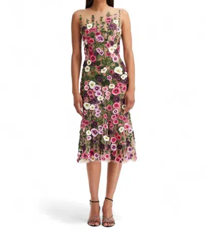 Oscar De La Renta Floral-embroidery Sleeveless Dress In Multi