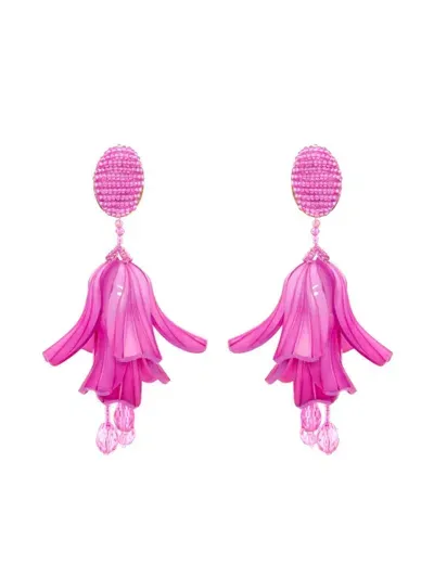 Oscar De La Renta Classic Impatiens Drop Clip-on Earrings In 粉色