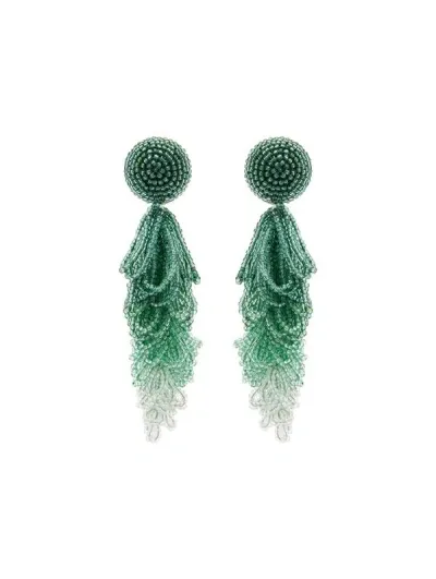 Oscar De La Renta Looped Tassel Clip-on Earrings In Green