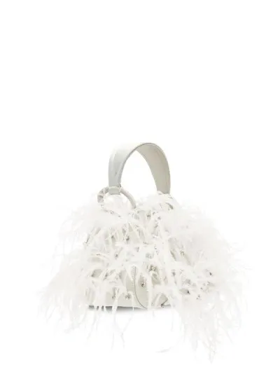 Oscar De La Renta Ostrich Shoulder Bag In Ivory