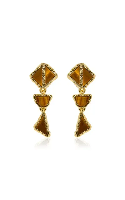 Oscar De La Renta Oval And Triangle Tile Drop Earrings In Orange