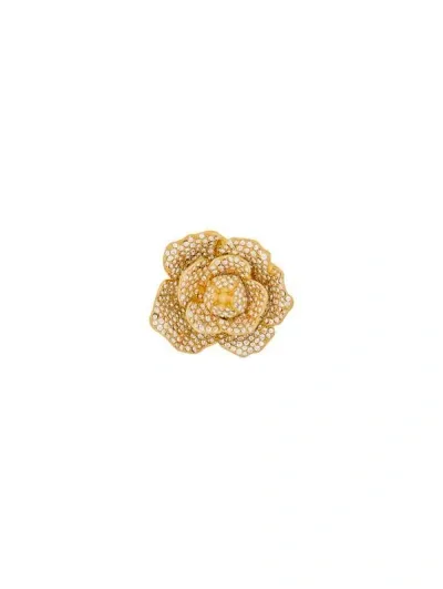 Oscar De La Renta Gardenia Pavé-setting Brooch In Crystal