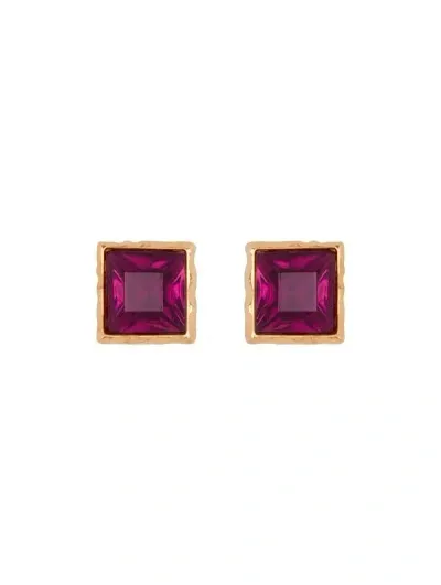 Oscar De La Renta Square Crystal Earrings In Amethyst