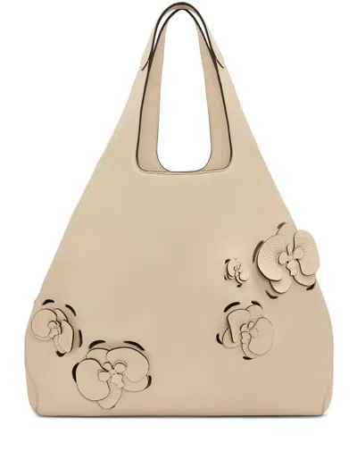 Oscar De La Renta The Laser-cut Orchid Topaz Tote Bag In Neutrals