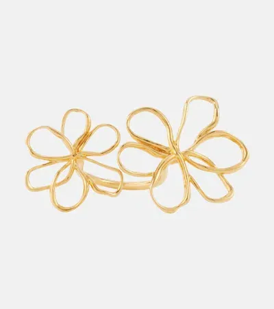 Oscar De La Renta Threaded Flower Ring In Gold