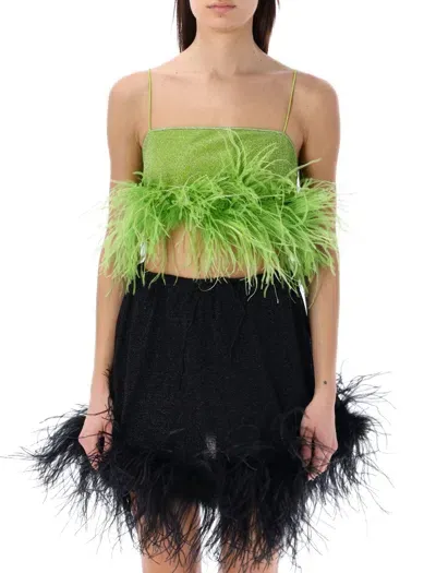 Oseree Feather Light Bandeau Top In Green