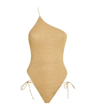 Oseree Lumière One-shoulder Swimsuit In Beige