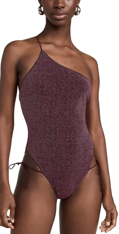 Oseree Asymmetric Side Tie-fastening Swimsuit In Purple