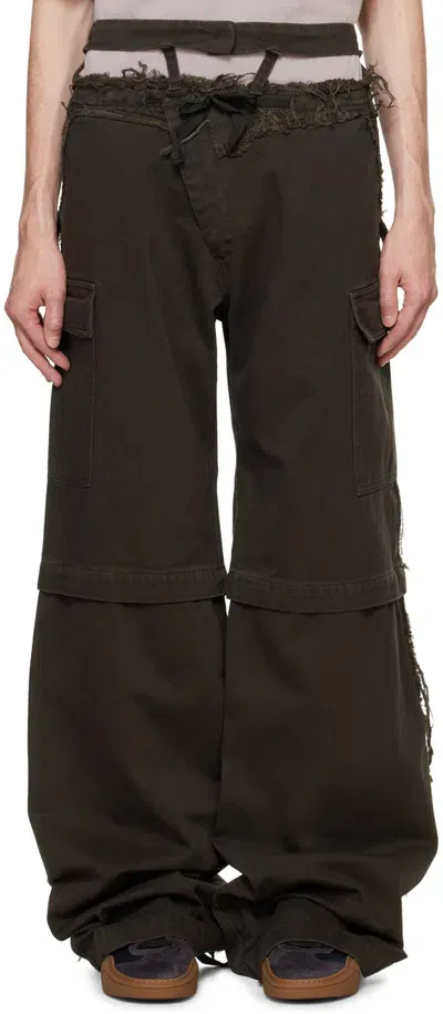 Ottolinger Brown Baggy Cargo Pants In Dark Brown Canvas