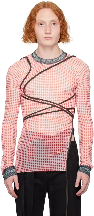 Ottolinger Red Wrap Long Sleeve T-shirt In Gingham Print