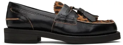 Our Legacy Black & Brown Tassel Loafer In Honky Tonk Leo Hair