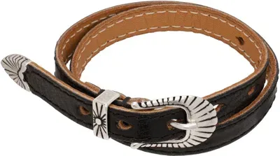 Our Legacy Black Cowboy Wrap Around Bracelet In Deep Black Leather