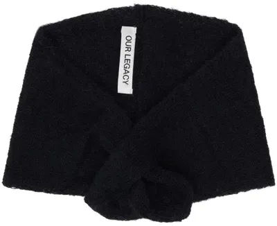 Our Legacy Black Miniature Scarf In Black Fuzzy Alpaca