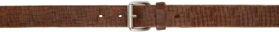 Our Legacy Brown 3 Cm Belt In Laser Crack Cognac L