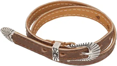 Our Legacy Brown Cowboy Wrap Around Bracelet In Deep Alloy Leather