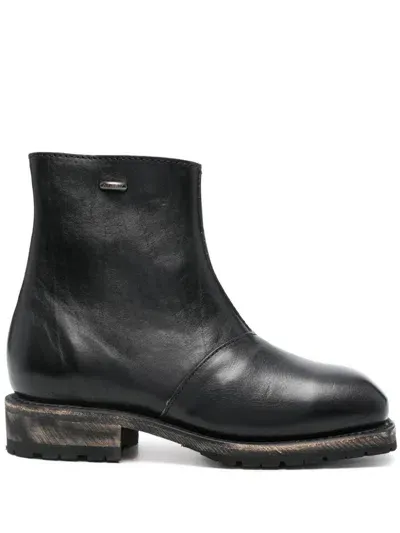 Our Legacy Leather Ankle Boots In Deep Black Leather