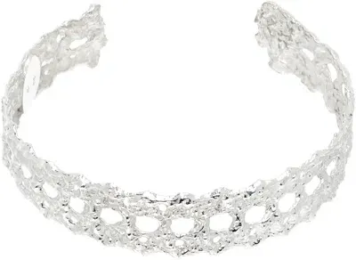 Our Legacy Silver Abstract Lace Bangle Bracelet In Sterling Silver