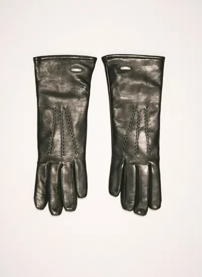 Our Legacy Topstitched Leather Gloves In Black