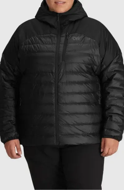 Outdoor Research Helium 800 Fill Power Down Hooded Jacket In Black