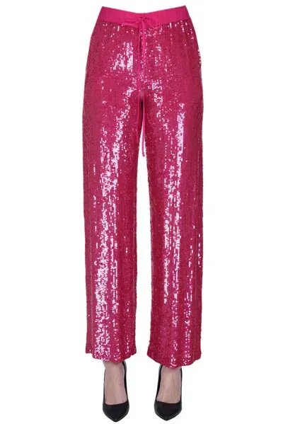 P.a.r.o.s.h Sequined Trousers In Fuxia