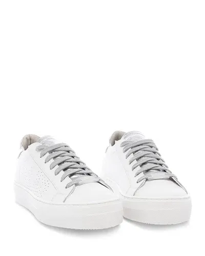 P448 Women's Corthea Leather Sneakers In White/silver