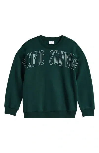 Pacsun Kids' Logo Outline Crewneck Sweatshirt In Pine Grove