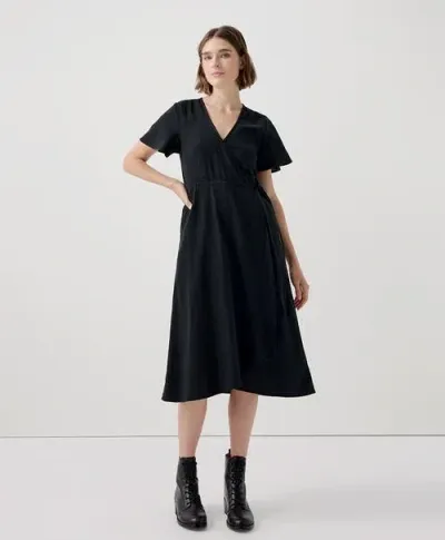 Pact Organic Cafe Crepe Wrap Dress In Black