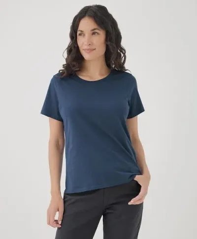 Pact Organic Cotton Softspun Crew Neck Tee In French Navy