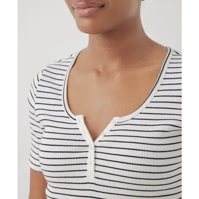 Pact Organic Favorite Rib Henley Top In Chic Stripe