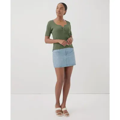 Pact Organic Favorite Rib Henley Top In Green