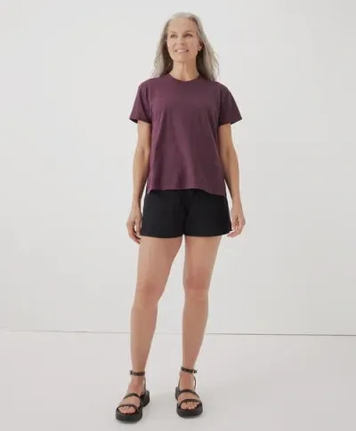 Pact Organic Featherweight Slub Oversized Tee In Maroon