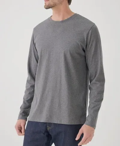 Pact Organic Softspun Long Sleeve Tee In Medium Grey Heather