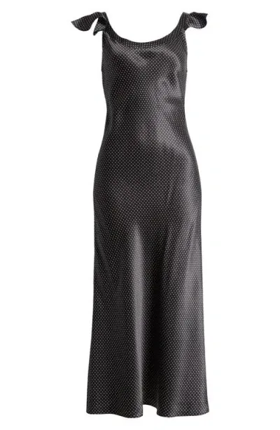 Paige Agoura Dot Silk Maxi Dress In Black/travertine