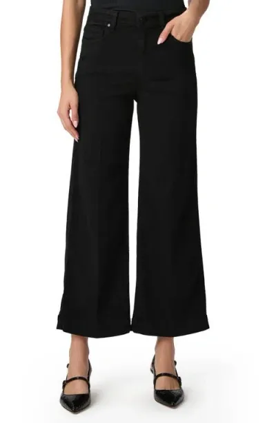 Paige Anessa High Waist Ankle Wide Leg Jeans In Black Shadow