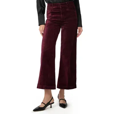 Paige Anessa High Waist Ankle Wide Leg Velvet Pants In Dark Oxblood