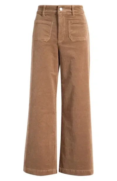 Paige Anessa Patch Pocket Wide Leg Corduroy Pants In Burnt Sugar