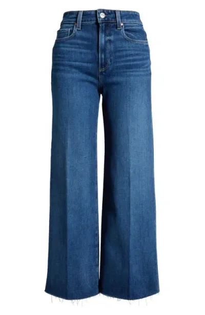 Paige Anessa Raw Hem Wide Leg Crop Jeans In A Capella