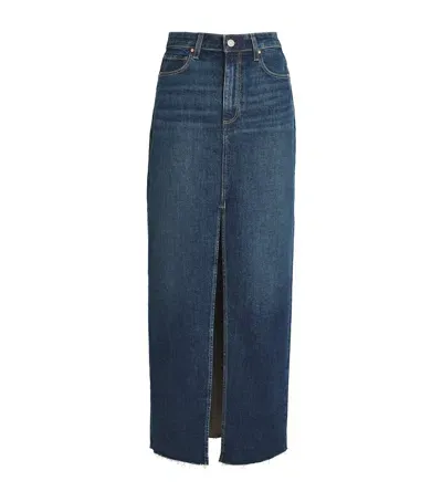 Paige Angela Denim Maxi Skirt In Blue