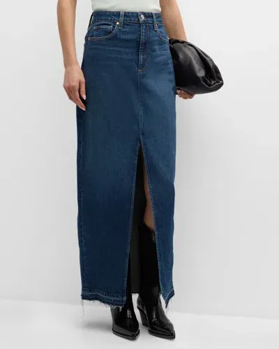 Paige Angela Denim Maxi Skirt In Sketchbook