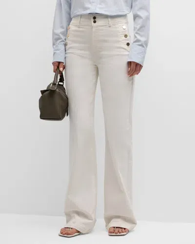 Paige Aubrey Straight Double-button Jeans In Tonal Ecru