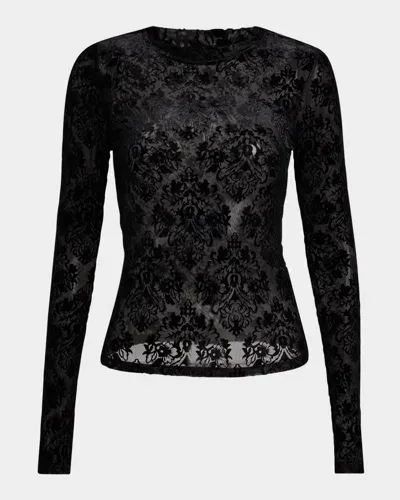 Paige Chelle Lace Long-sleeve Top In Black