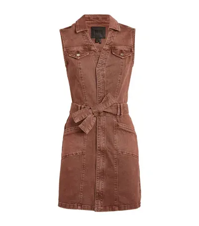 Paige Denim Belted Kelsee Mini Dress In Brown