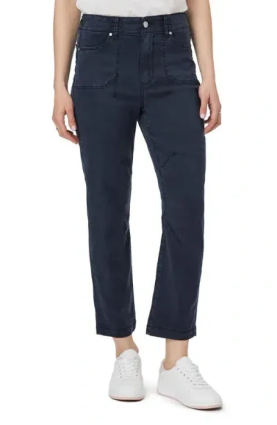 Paige Drew Straight Leg Utility Pants In Navy Seascape