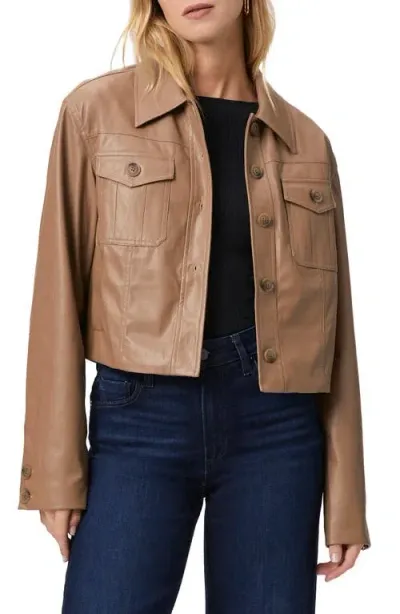 Paige Fenwick Faux Leather Jacket In Burnt Sugar